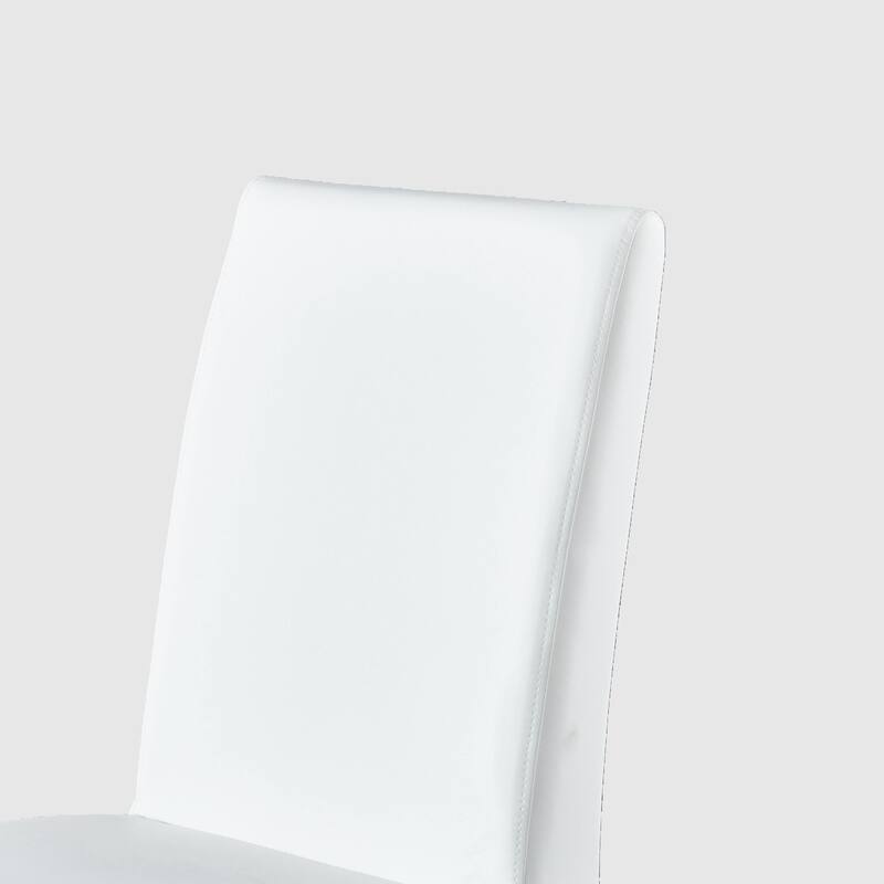 Leatherette Dining Chair with Silver Metal Legs Set of 2
