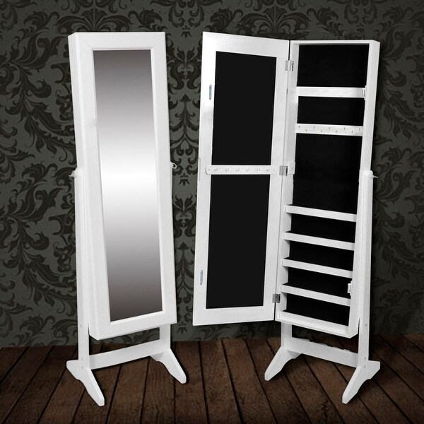 Shop vidaXL Free Standing Mirror Jewelry Cabinet White ...