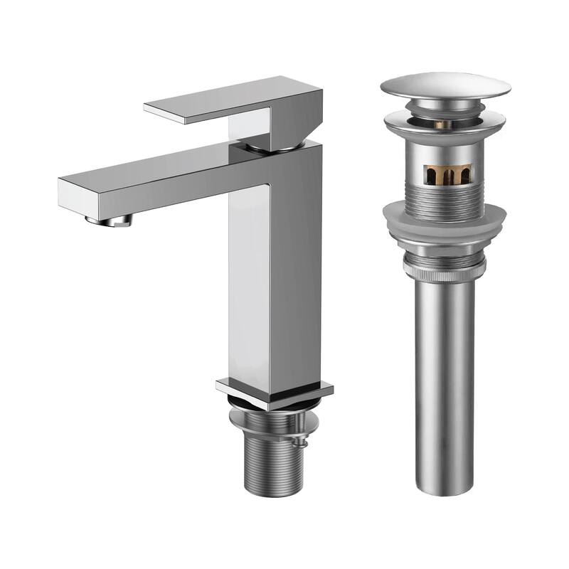 Fine Fixtures Modern Single Hole Bathroom Sink Faucet with Pop-up Drain and Strainer Basket