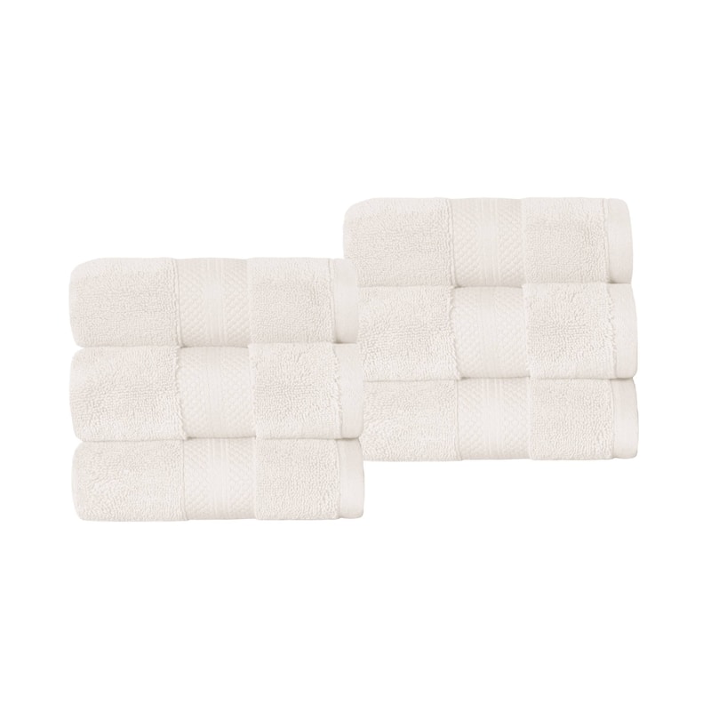 Superior Turkish Cotton Solid Heavyweight Hand Towel Set of 6