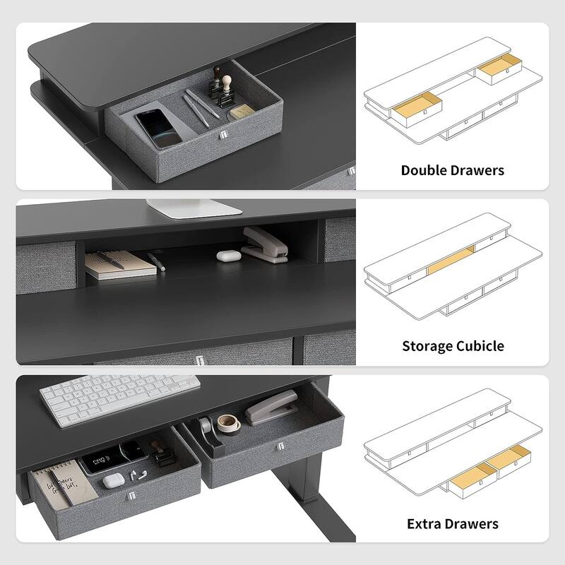 FEZIBO/Home Office Furniture/Wood/Standing Desk With 4 Drawers/Desks