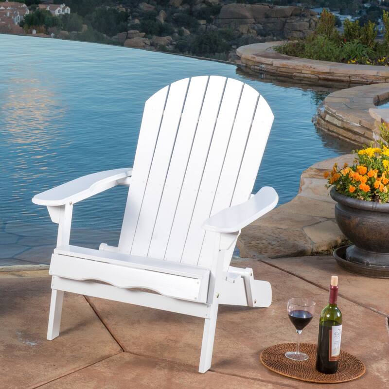 Hanlee Acacia Wood Folding Adirondack Chair by Christopher Knight Home - 29.50" W x 35.75" D x 34.25" H - White