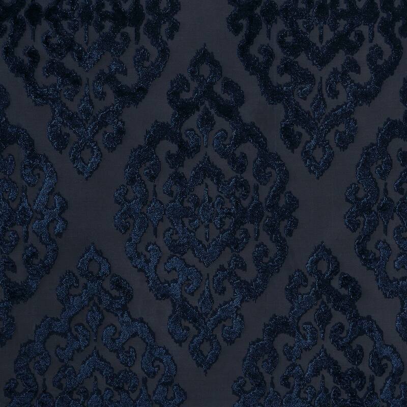 Knitted Jacquard Damask Total Blackout Grommet Top Curtain Panel(Only 1 Pc Panel)