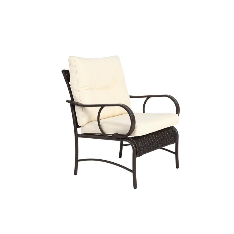 3 Pieces Patio Set Outdoor Wicker Furniture Sets Modern Rattan Chair Conversation Sets with Coffee Table