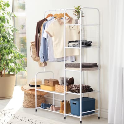 Metal Clothing Racks with Shoe Storage