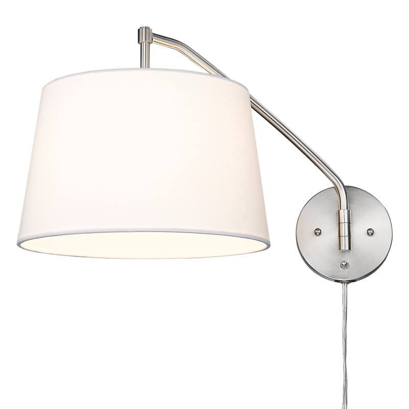 Wry Lighting Ryleigh 1-light Swing Arm Wall Lamp in Pewter and Modern White shade - 1 Light Articulating Wall Sconce