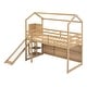 preview thumbnail 9 of 14, Twin Size Wood House Loft bed with Slide, Storage shelves and Light,Multifunctional Storage 3 Beds in 1 with Light
