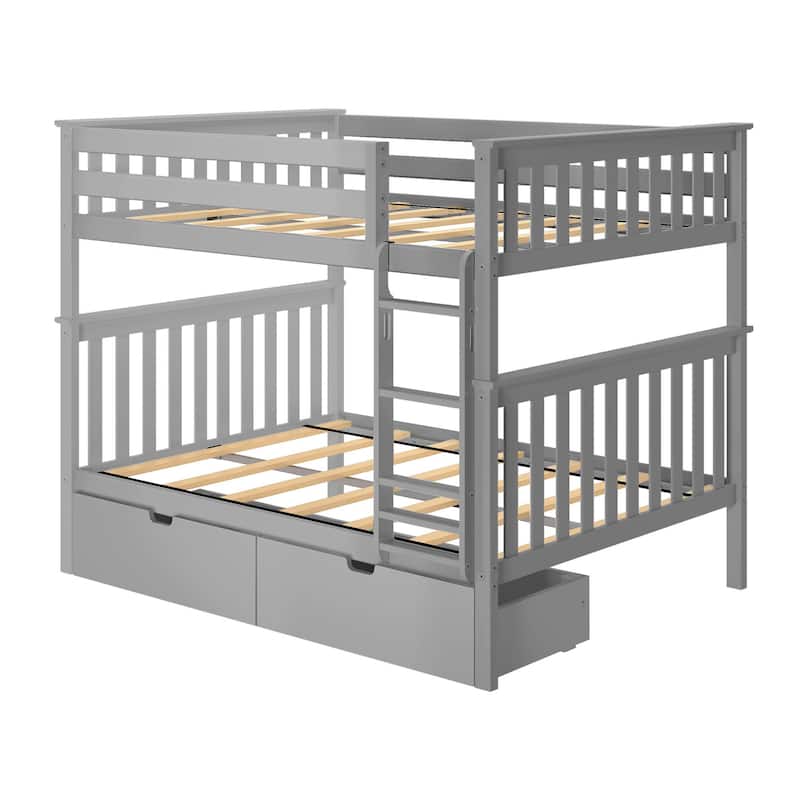 Max and Lily Full over Full Bunk Bed with Storage Drawers