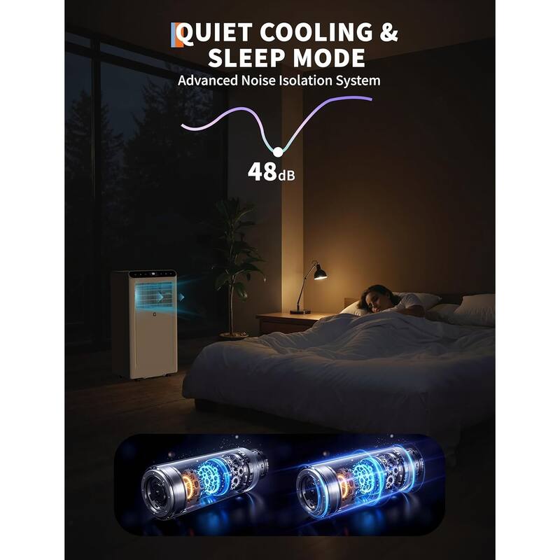 Portable Air Conditioner - 3-in-1 Cooling/Dehumidifier & Fan, 42dB Quiet AC with Remote
