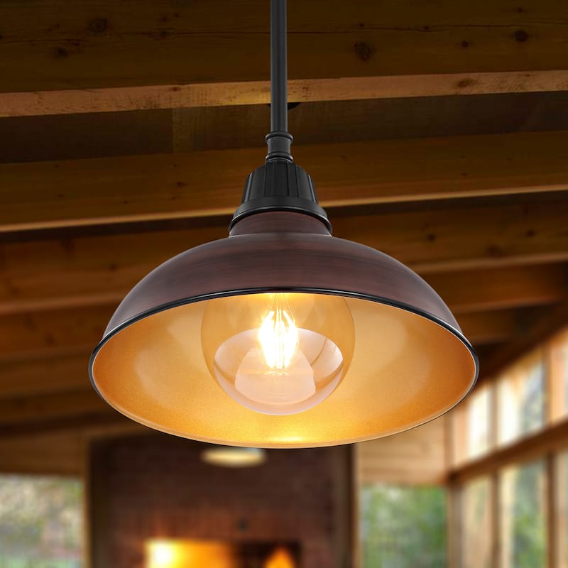 12.25" 1-Light Indoor/Outdoor Iron LED Pendant, by JONATHAN Y - 12.25