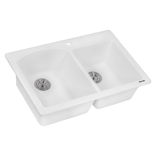 Ruvati RVG1344 epiGranite 33" Undermount Double Basin Granite Composite Kitchen Sink with Sound Dampening