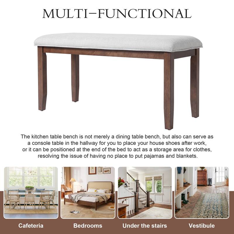 Roomfitters Upholstered Entryway Bench, 38 Inch Bedroom End of Bed Bench, Dining Bench with Padded Seat, Solid Wood Legs