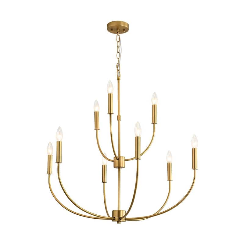 Modern Farmhouse 9-Light Candle Style Tiered Entryway Chandelier - 32.3 in