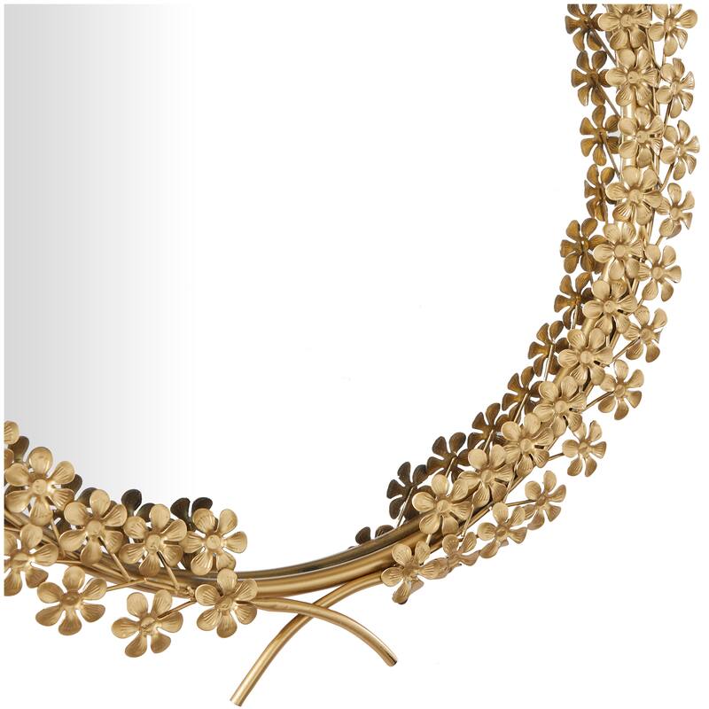 CosmoLiving by Cosmopolitan Gold Metal 3D Floral and Leaf Wall Mirror