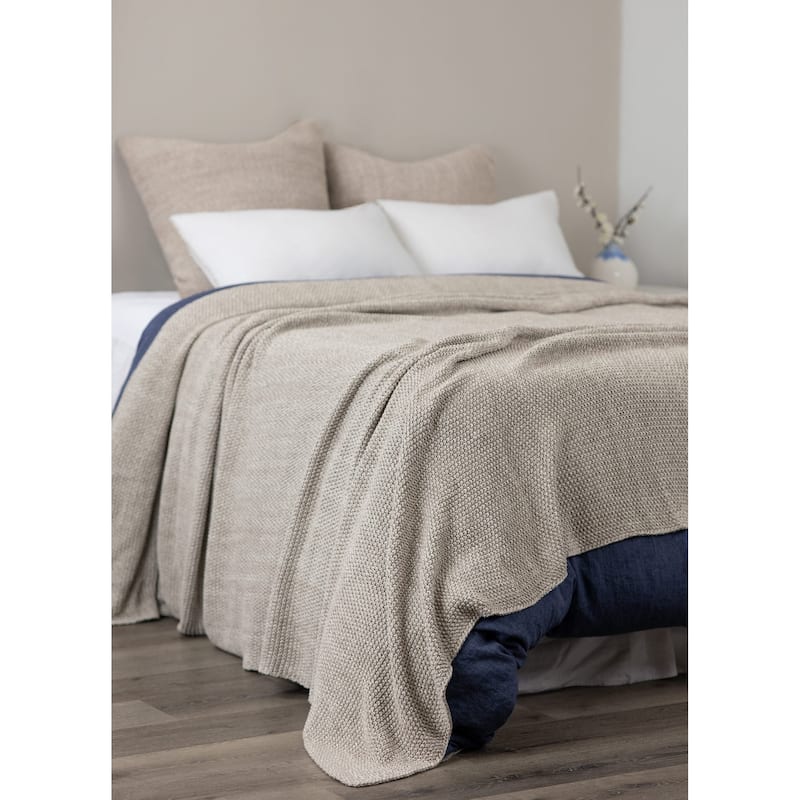 Egan Knitted Coverlet, Stone, King - King - Stone