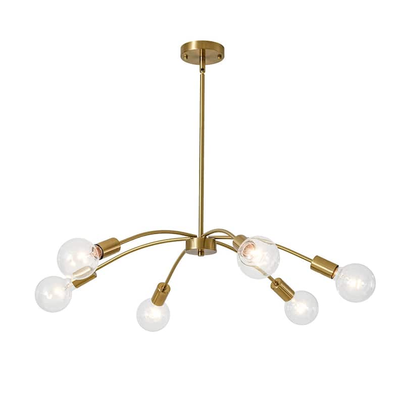 6-Light Mid-century Modern Spider Metal Chandelier - 28.0 in
