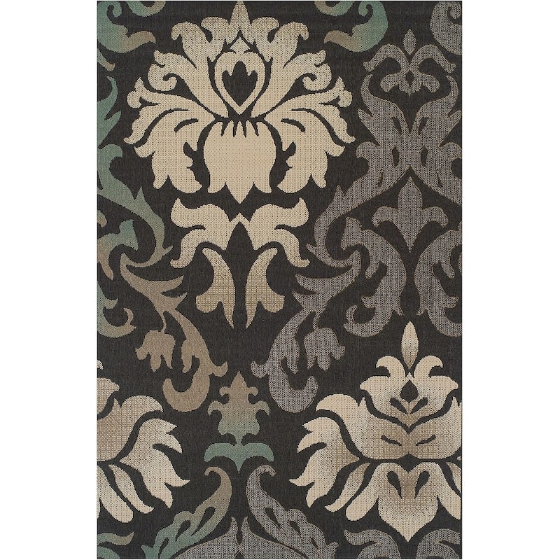 Superior Lowell Traditional Damask Indoor Outdoor Area Rug