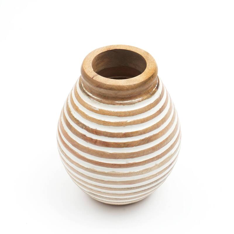 Handcrafted Wooden Accent Vase for Living Room - 9x11 Inch Table Decor