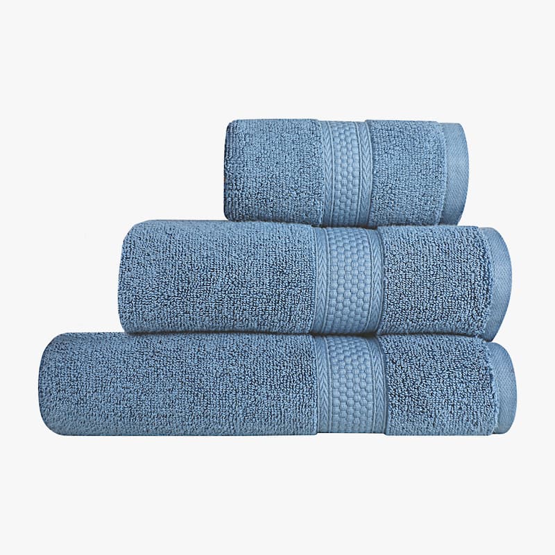 A1HC Bath Towel Sets, 100% Ring Spun Cotton, Zero Twist, Highly Absorbent, 500 GSM Low Lint, Quick Drying Bathroom Towel Sets - Towel Sets Pack of 3 - Bjou Blue