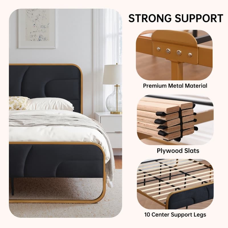 Modern Velvet Platform Bed