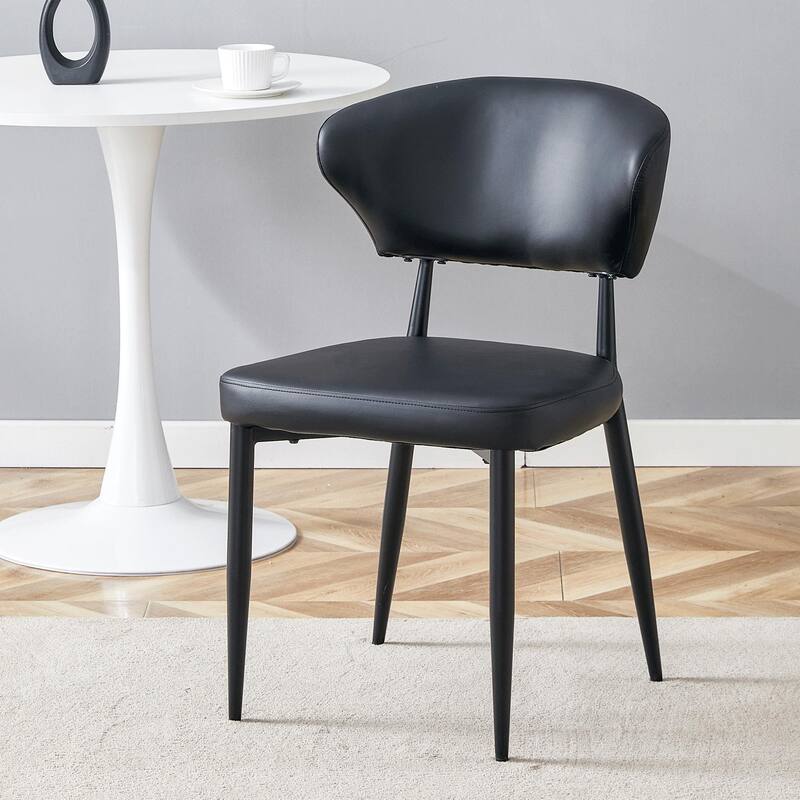 4 Piece PU Leather Ergonomic Dining Chair with Backrest, Metal Legs, Non Slip Feet for Restaurant Kitchen Bedroom Living Room