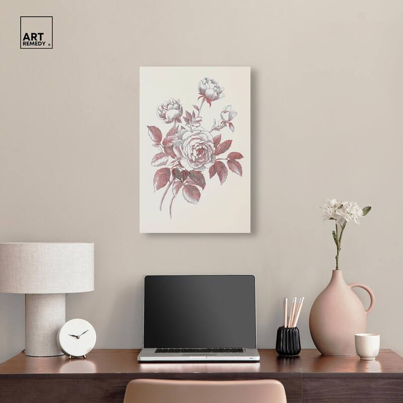 Breezy Red Pencil Blooms II Canvas by Art Remedy, Gallery Wrapped