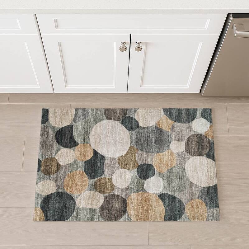 Machine Washable Indoor/ Outdoor Modern Circy Chantille Rug