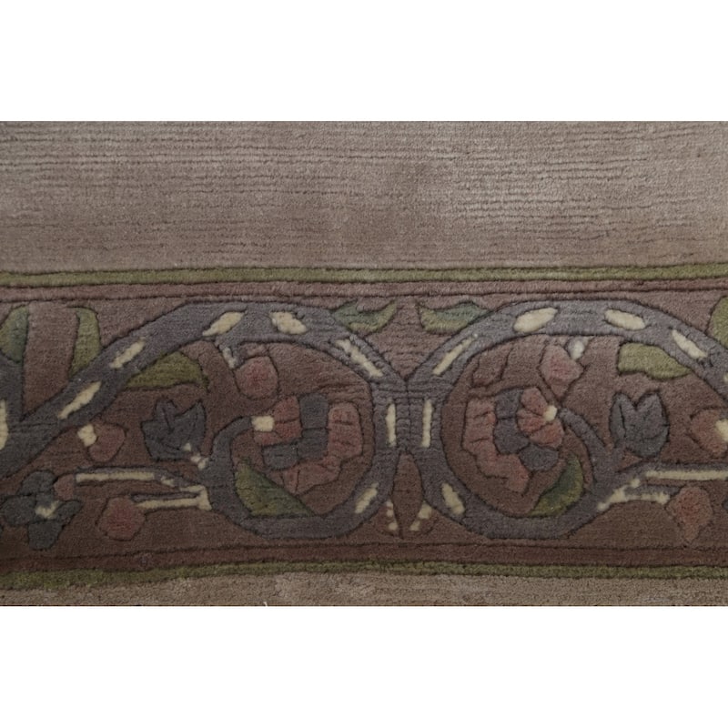 Bordered Nepalese Oriental Wool Area Rug Hand-knotted Office Carpet - 5'6" x 8'7"