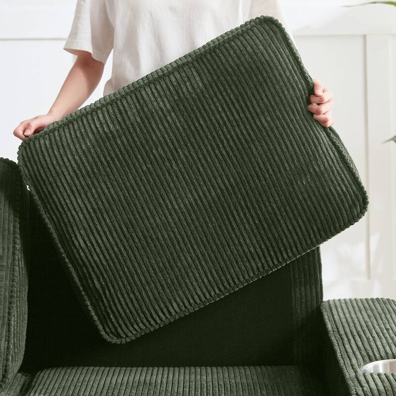 84" Corduroy 3-Seater Sofa, Modern Compressed Design for Multiple Rooms