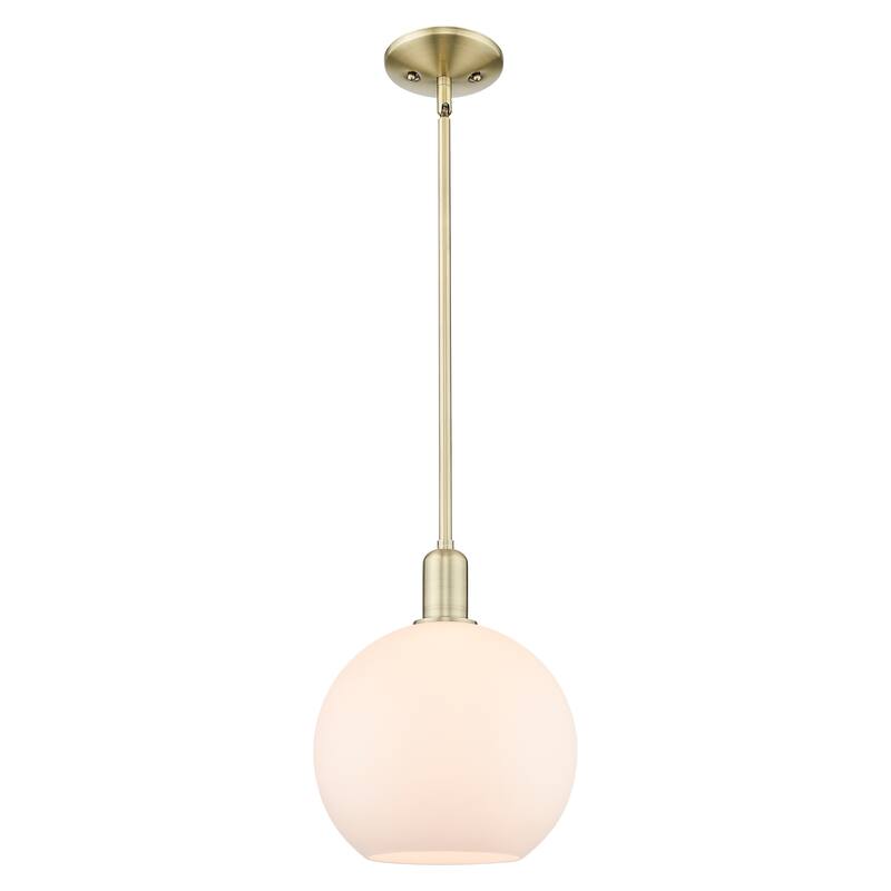 Innovations Lighting Endless Possibilities Arcadia - Athens - 1 Light 10" Stem Hung Mini Pendant - Antique Brass/Matte White