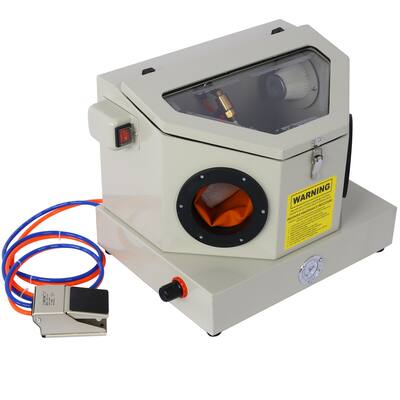 Mini Sandblaster Workbench with Heavy Steel Construction and Built-in Blast Gloves