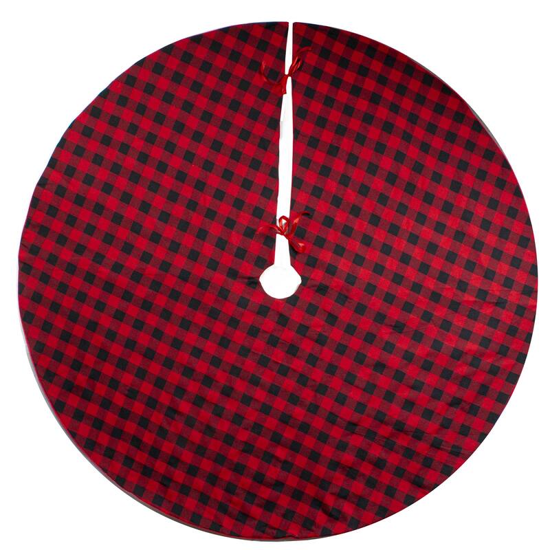 48" Red and Black Buffalo Plaid Christmas Tree Skirt