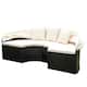 Outdoor Rattan Round Daybed w/Retractable Canopy, Wicker + Cushion