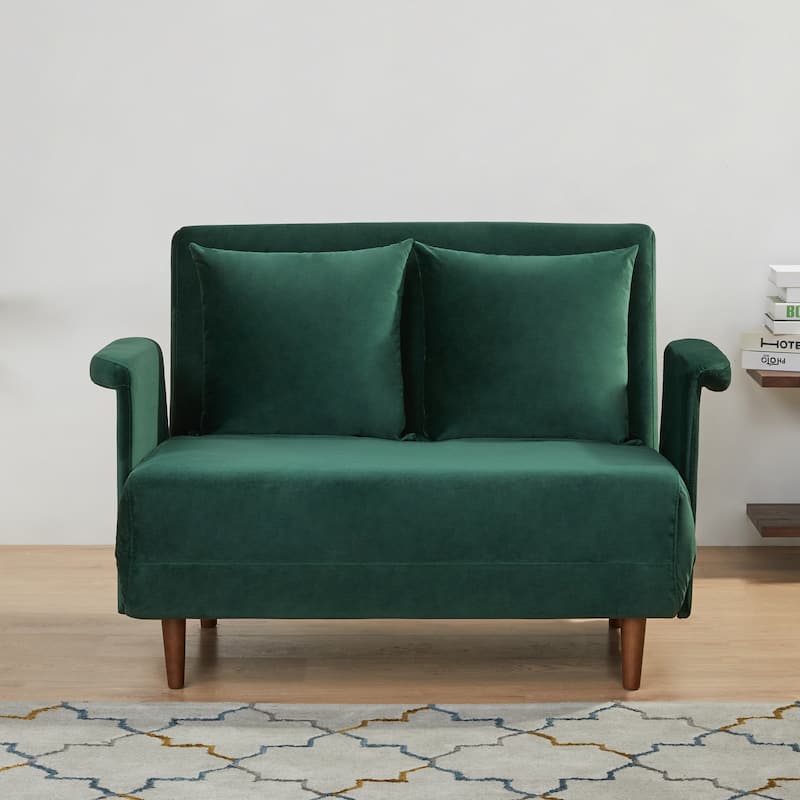 Artdeco Home - Boston & Cypress Convertible Futon Chair - Velvet Green - Twin