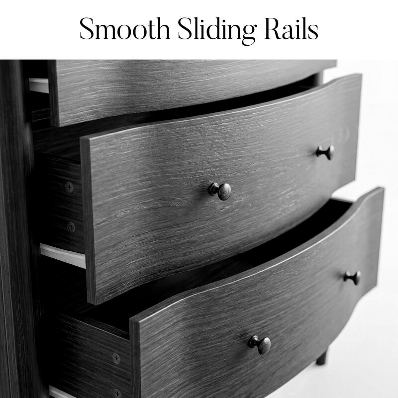 5 Drawer Chest Dresser for Bedroom, Wooden Chest of Drawers with Turned Solid Wood Legs, Modern Storage Dresser, 32.8" Wide