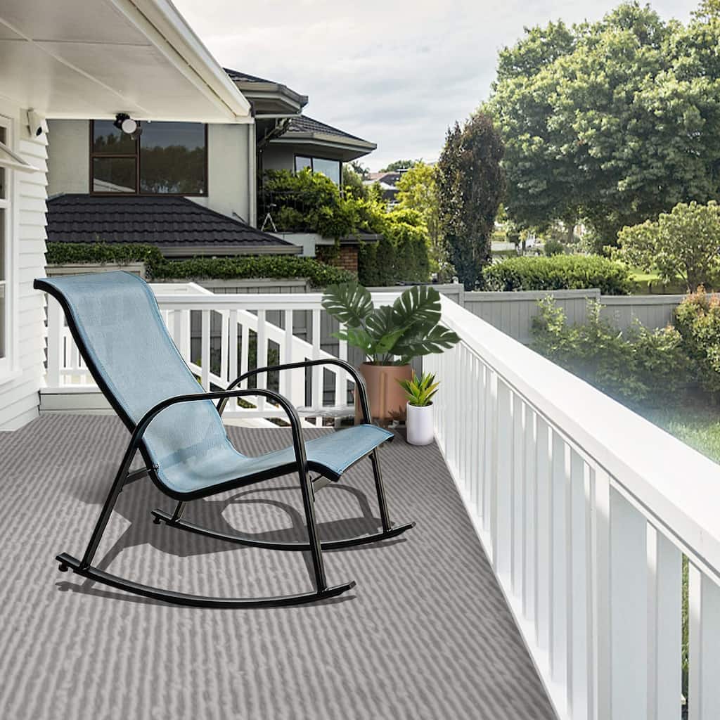 Outdoor Rocking Chair, Steel Rocker Seating Outside for Front Porch, Garden, Patio, Backyard