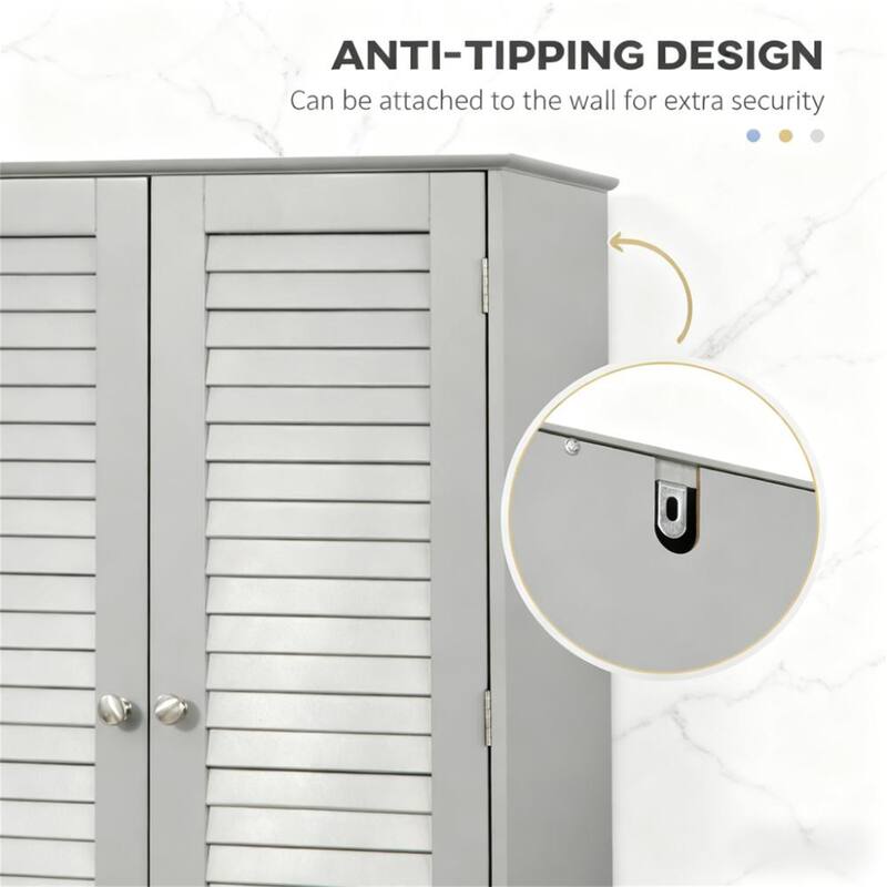 Tall, Narrow Storage Cabinet with Adjustable Shelf & Doors for Bathroom