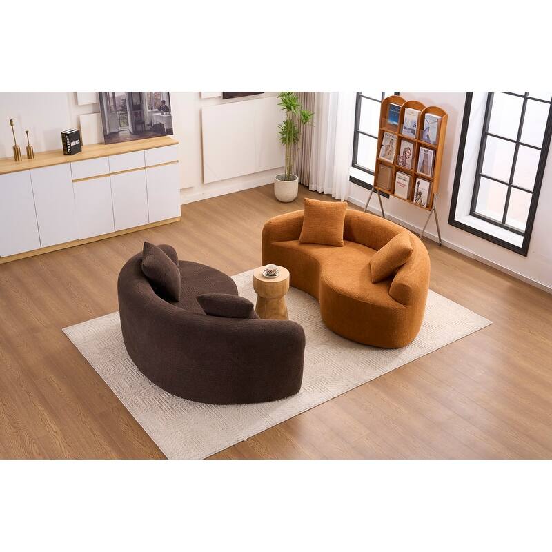 Single S-Curved Chenille Sofa Chair, No Assembly