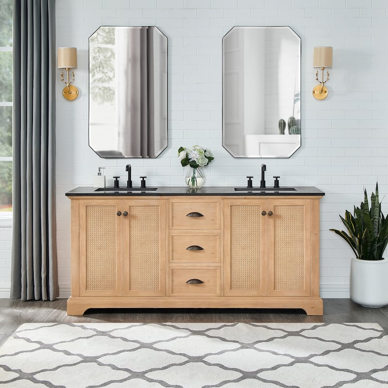 Hervas Bath Vanity with Natural Marble Top and Mirror