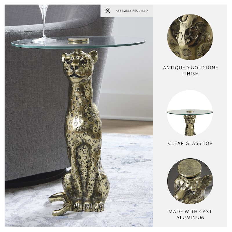 Signature Design by Ashley Vallain Gold/Clear Accent Table - 18"W x 18"D x 23"H