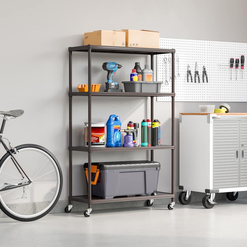 Seville Classics HOME 4-Tier Steel Shelving with Shelf Liners