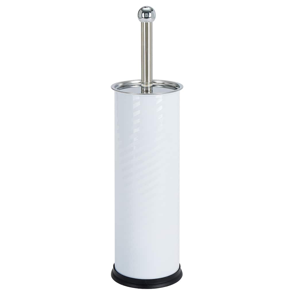 Bath Bliss Swirled Texture Toilet Brush & Holder in White - 3.75"Rdx14.75"
