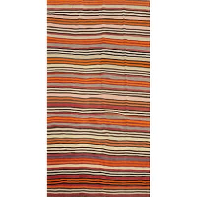 Hand Woven Oriental 100% Wool Carpet Southwestern Geometric Multi-Colored Kilim Area Rug - 8' 8'' X 4' 8''