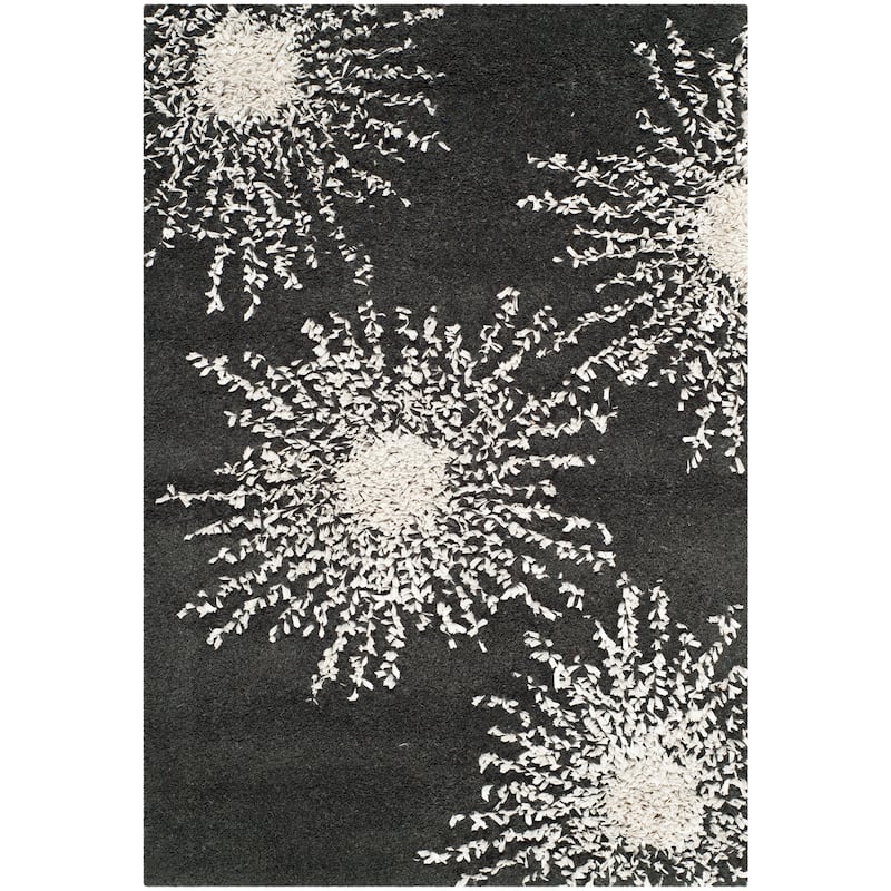 SAFAVIEH Handmade Soho Miyase Burst New Zealand Wool Rug - 2' x 3' - Charcoal/Ivory