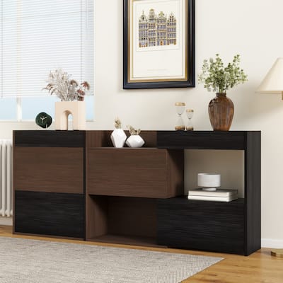 Set of 2, 32.5"-58.8" Extendable & Rotating Cabinet with 1 Drawer,90-Degree Corner Cabinet, Multifuctional Storage Cabinet