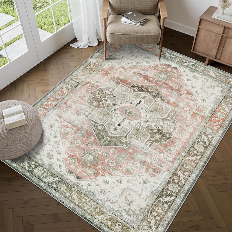 Bohemian Faux Cashmere Rug - 5' x 8' - Orange