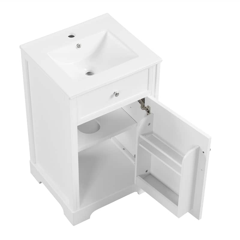 Freestanding Bathroom Vanity with Single Sink, Painted Finish, and Adjustable Shelf, 20"x18"x34" - 20in L