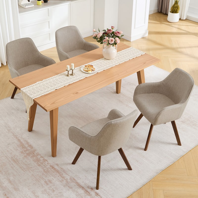 Swivel Upholstered Dining Chair Set of 2 Armchair with Beech Wood Legs - 33.3" H x 23.2" W x 22.4" D