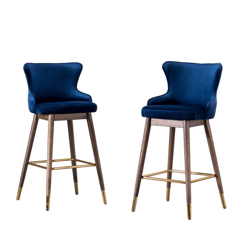 Fabric Upholstered Wingback Bar Stools for Dining Room, Set of 2