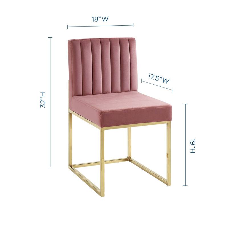 Silver Orchid Haussermann Channel Tufted Sled Base Velvet Dining Chair